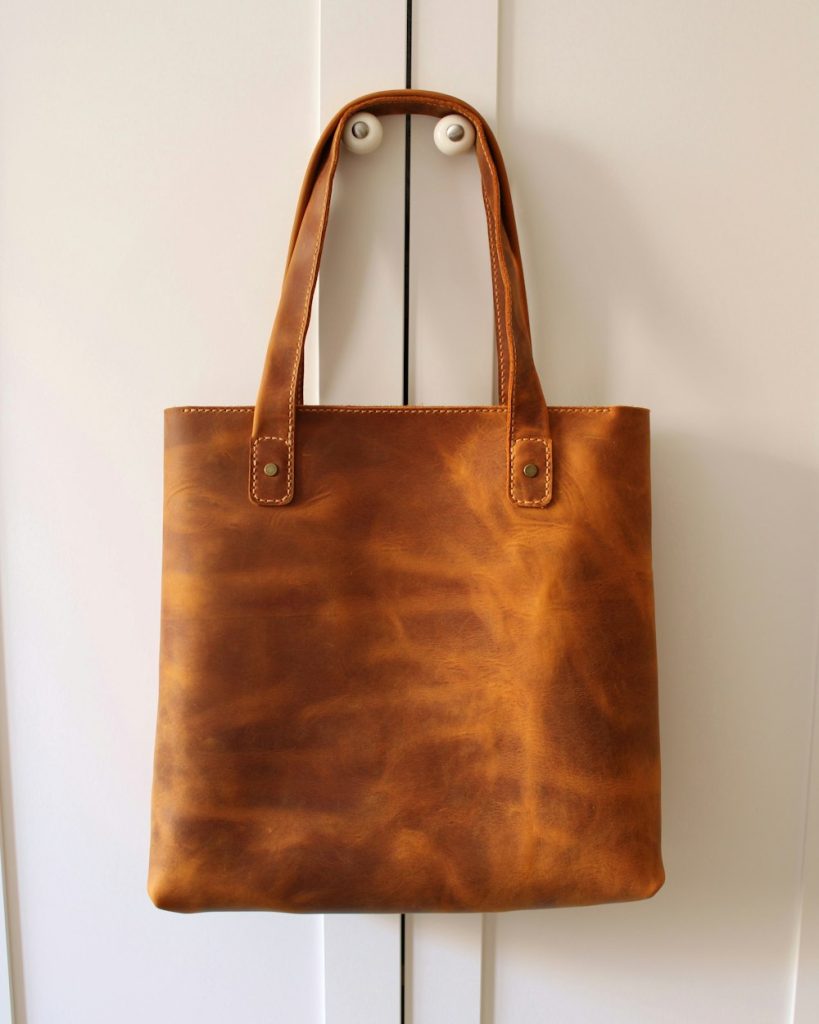 Borsa tote in pelle cognac