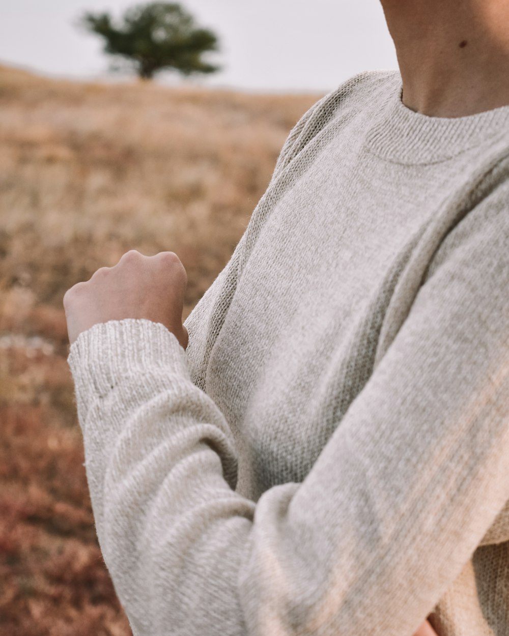 Maglione girocollo in merino grigio